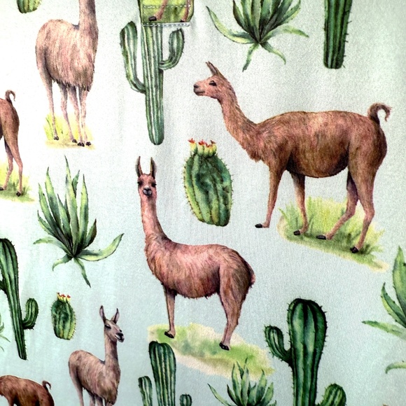 GreenSide Golf - Polo Shirt XL Llama Cactus Print Stretch Polyester Mens - NWT - Picture 3 of 7